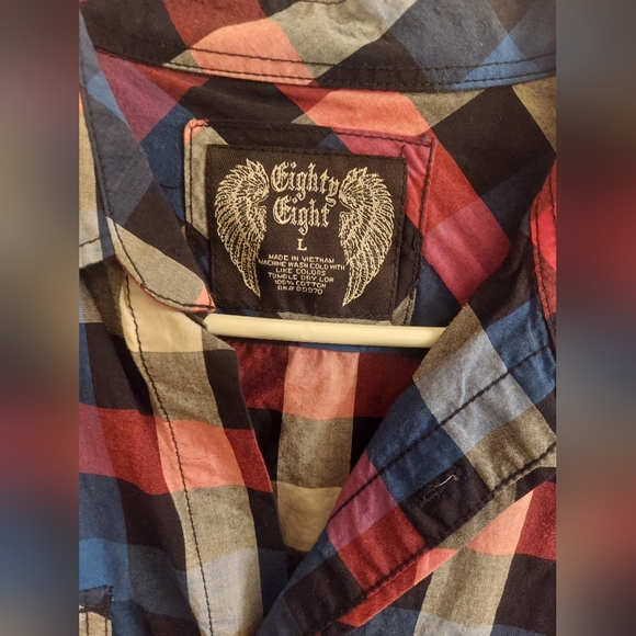 Red And Blue Plaid Button Down Shirt - Picture 3 of 3